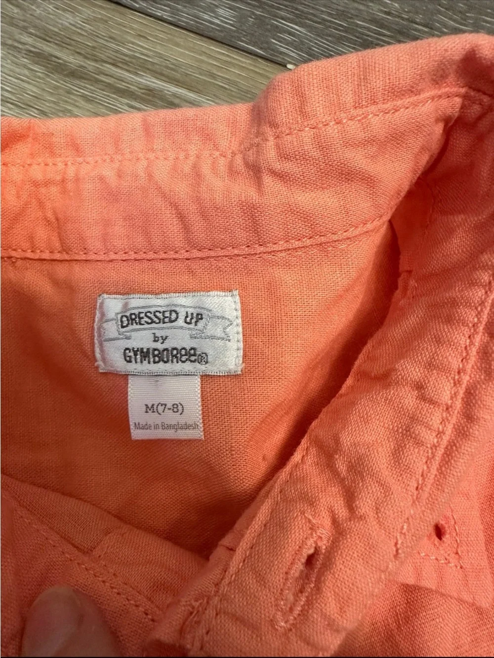 Gymboree Boys Linen Blend Vibrant Coral Pink Button Down Dress Shirt